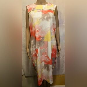 Womens Large Calvin Klein Floral Sleeveless Sheath Dress